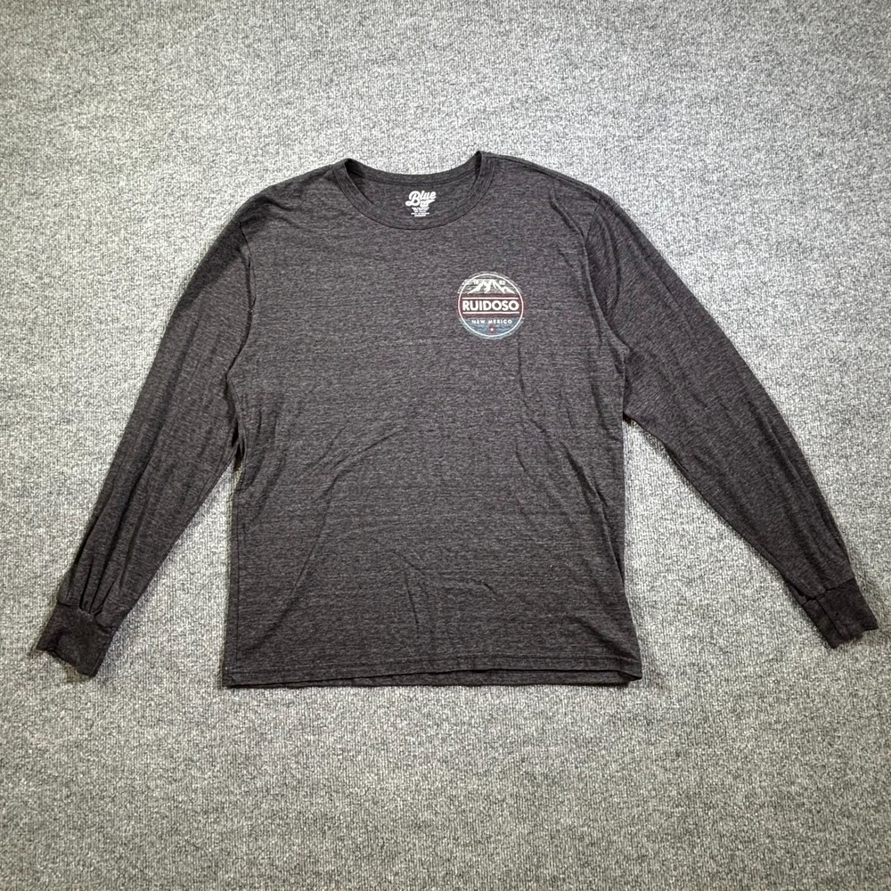 Blue 84 Mens L Gray Ruidoso New Mexico Graphic Long Sleeve T-Shirt Vintage Style